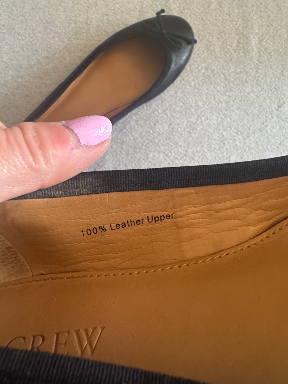 J. Crew Black Leather Ballet Flats with Bow Detail - Picture 4 of 4